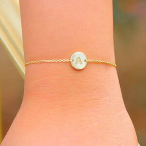 ENGRAVED PERSONALIZED❤️CHARM - A to Z GOLD INITIAL BRACELET GIRL TEEN, ELDM22240